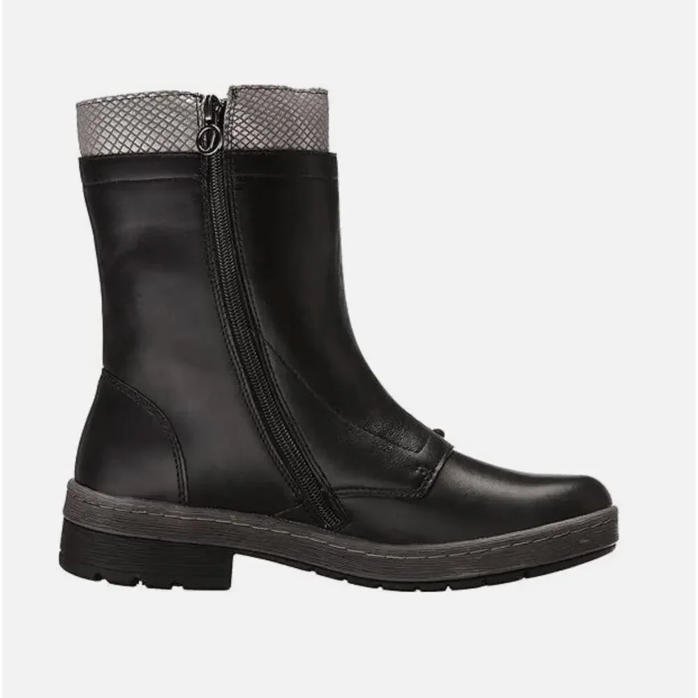 Jambu Chestnut Leather Boots 8.5 NWT Black Mid Calf Ankle Booties Lace Boho